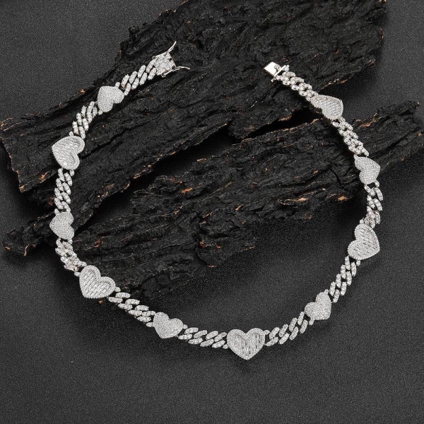Cuban Ice Link Heart Chain