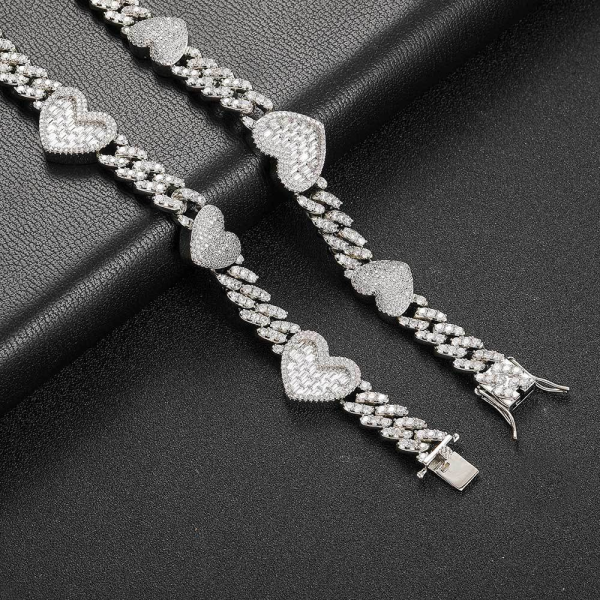 Cuban Ice Link Heart Chain - Image 4