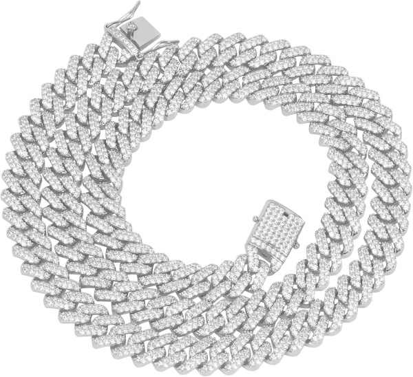 12Mm Real 18K or White Gold Plated Diamond Iced Out Cuban
