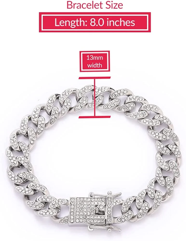 Miami Cuban Link Necklace & Bracelet Set (13mm Ice Celebrity) - Image 4