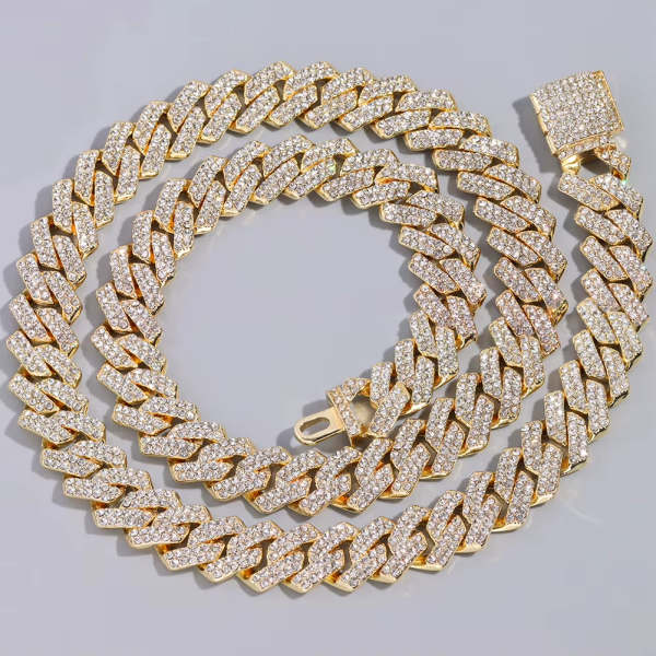 Silver Color 14Mm Women Iced Out 2 Row Rhinestones Square - Image 7