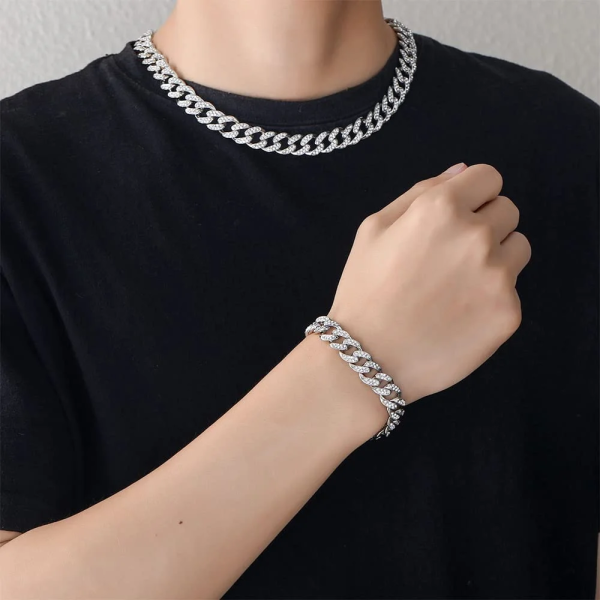 Miami Cuban Link Necklace & Bracelet Set (13mm Ice Celebrity) - Image 8