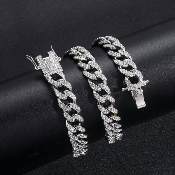 Miami Cuban Link Necklace & Bracelet Set (13mm Ice Celebrity) - Image 2