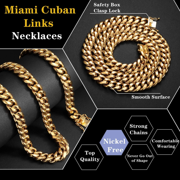 Miami Cuban Link Chain for Men 15mm x 18" inches - Celebrity Style - Image 2